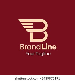 Brand Line Logo Design Template: Merging Letter B with Wings Symbol. This modern alphabet-inspired logotype is perfect for Technology, Business, Organizations, Personal Branding, and more.