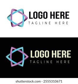 Brand logo for business in purple and sky blue color, simple and unique. 