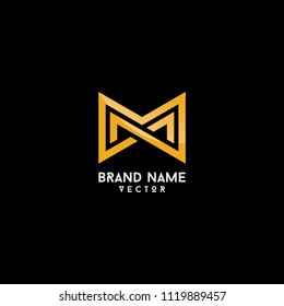 Brand Logo Design Gold Monogram M Letter