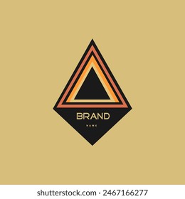 Brand logo design with a stacked triangle shape with an elegant color combination