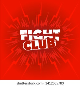 Brand logo: fight theme. Logo title: Fight club. with a red background. the word "FIGHT" is modified as if cut by scissors