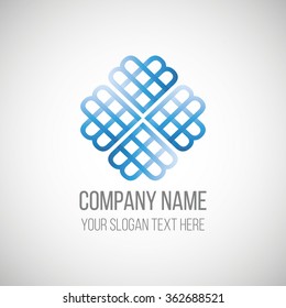 Brand Logo with Four Glossy Symmetrical Blue Ornament