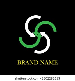 brand logo and icon design on black color background
