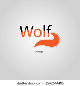 brand logo. wolf logo in the form of text and wolf tail