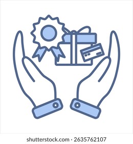 Ilustración vectorial de icono azul de lealtad de marca