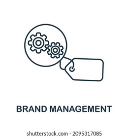 Markenmanagement-Symbol. Zeilenelement aus der Unternehmenskollektion. Lineares Markenmanagement-Symbol für Webdesign, Infografiken und mehr.
