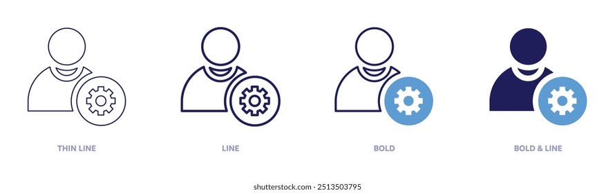 Brand manager icon in 4 different styles. Thin Line, Line, Bold, and Bold Line. Duotone style. Editable stroke.