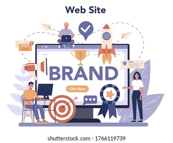 Brand manager online service or platform. Unique design of a company. Brand recognition as a part of business strategy. Vector illustration