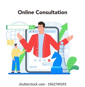 Brand manager online service or platform. Business specialist create