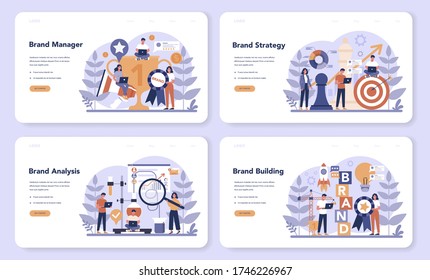 Brand Manager Web Banner Or Landing Page Set. Marketing Specialist Create Unique Design Of A Company. Brand Recognition As A Part Of Business Strategy. Isolated Flat Illustration