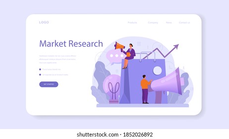 Brand manager web banner or landing page. Marketing specialist create unique design of a company. Brand recognition as a part of business strategy. Isolated flat illustration