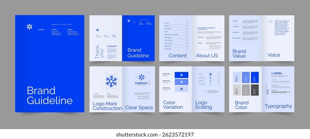 Modelo de Manual da Marca, Livro de Diretrizes da Marca, Design de Folheto da Marca. 