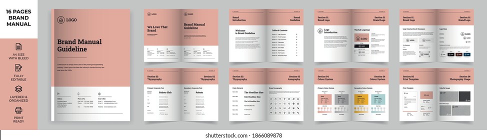 Brand Manual Template, Simple style and modern layout Brand Style , Brand Identity, Brand Guideline, Guide Book