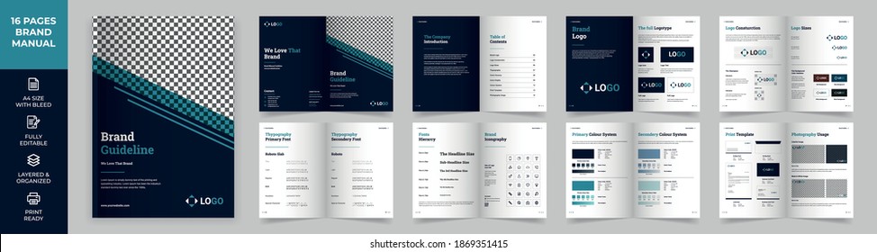 Brand Manual Template, Simple style and modern layout, Brand Book, Brand Identity, Brand Guideline, Guide Book