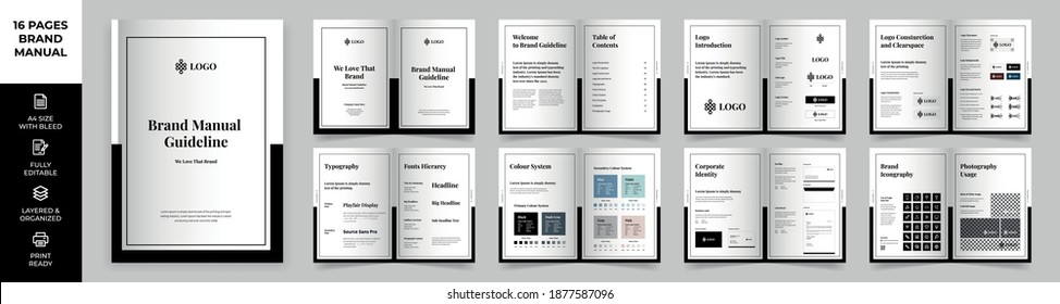 Brand Manual Template, Simple style and modern layout Brand Book, Brand Identity, Brand Guideline, Guide Book