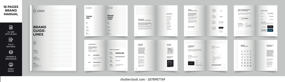 Brand Manual Template, Simple style and modern layout Brand Book, Brand Identity, Brand Guideline, Guide Book