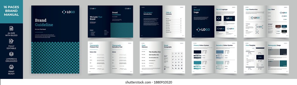 Brand Manual Template, Simple Style And Modern Layout Brand Book, Brand Identity, Brand Guideline, Guide Book