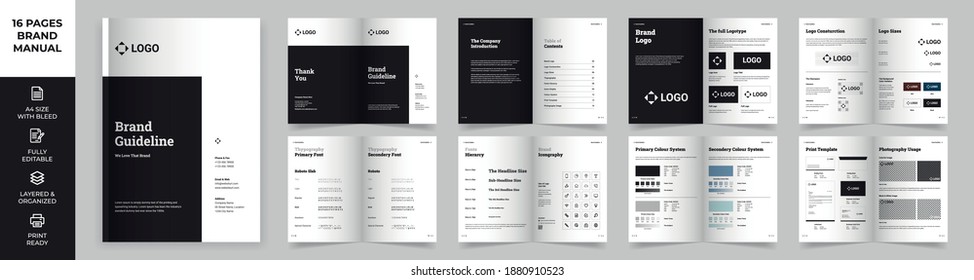 Brand Manual Template, Simple style and modern layout Brand Book, Brand Identity, Brand Guideline, Guide Book