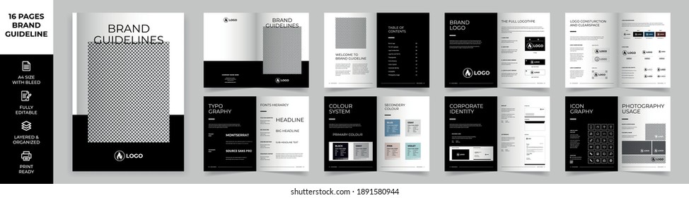 Brand Manual Template, Simple Style And Modern Layout Brand Book, Brand Identity, Brand Guideline, Guide Book