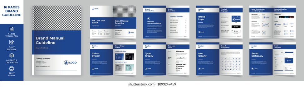 Brand Manual Template, Simple style and modern layout Brand Book, Brand Identity, Brand Guideline, Guide Book