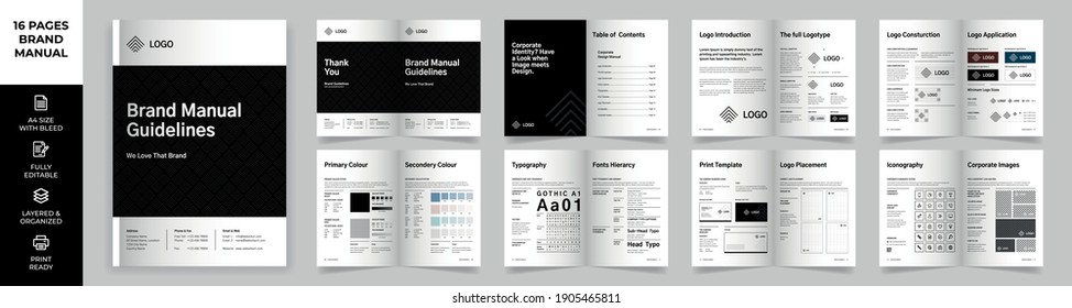 Brand Manual Template, Simple Style And Modern Layout Brand Book, Brand Identity, Brand Guideline, Guide Book