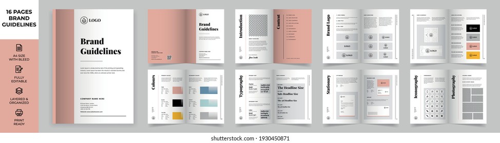 Brand Manual Template, Simple style and modern layout Brand Book, Brand Identity, Brand Guideline, Guide Book	