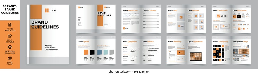Brand Manual Template, Simple style and modern layout Brand Book, Brand Identity, Brand Guideline, Guide Book