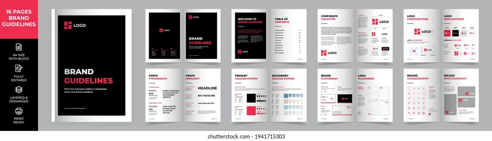 Brand Manual Template, Simple Style And Modern Layout Brand Book, Brand Identity, Brand Guideline, Guide Book	