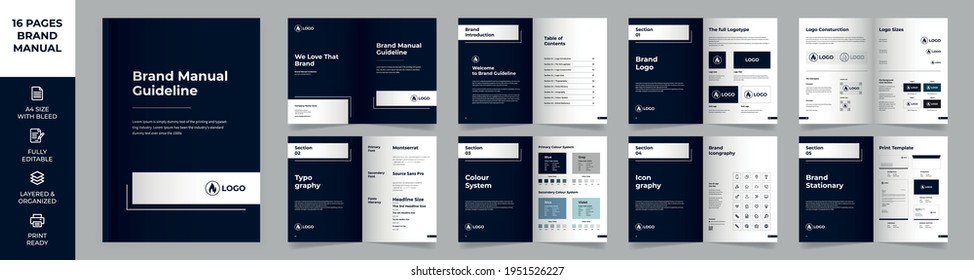 Brand Manual Template, Simple style and modern layout Brand Book, Brand Identity, Brand Guideline, Guide Book	