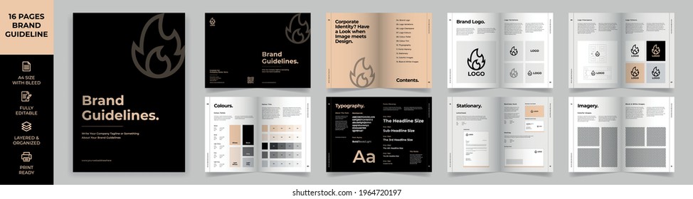 Brand Manual Template, Simple style and modern layout Brand Book, Brand Identity, Brand Guideline, Guide Book