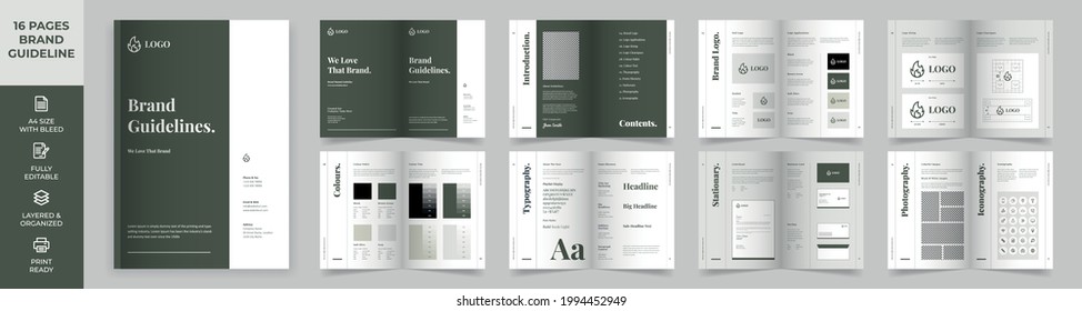 Brand Manual Template, Simple Style And Modern Layout Brand Book, Brand Identity, Brand Guideline, Guide Book