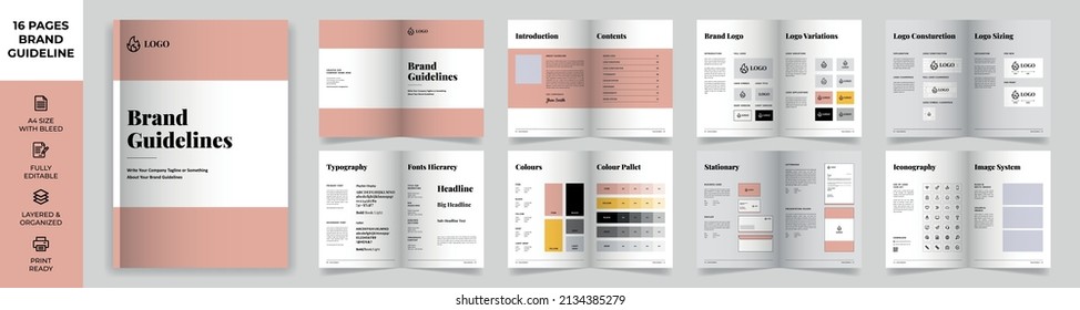 Brand Manual Template, Simple style and modern layout Brand Book, Brand Identity, Brand Guideline, Guide Book