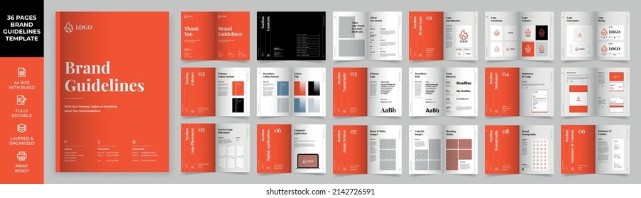 Brand Manual Template, Simple style and modern layout Brand Identity, Brand Guideline, Guide Book, Brand Guideline Presentation