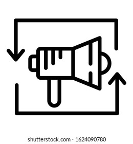 Brand megaphone icon. Outline brand megaphone vector icon for web design isolated on white background