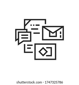 Brand message black line icon. Promotion and advertising. Pictogram for web page, mobile app, promo. UI UX GUI design element. Editable stroke