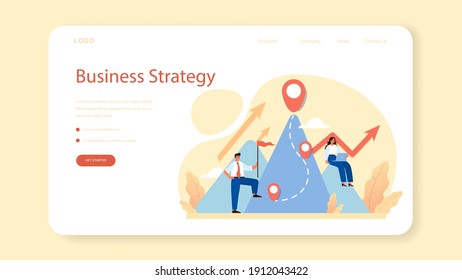 Brand mission web banner or landing page. Start up development and business identity. Idea of business goal and arrow as a metaphor of achievement and success. Flat illustration