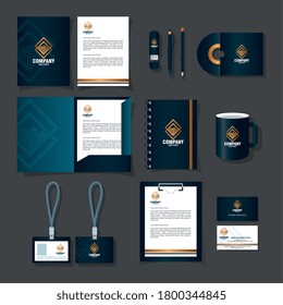 brand mockup corporate identity, mockup stationery supplies color black vector illustration design