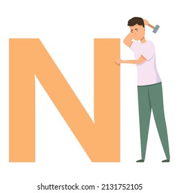 Brand n letter build icon cartoon vector. Word marketing. Website success