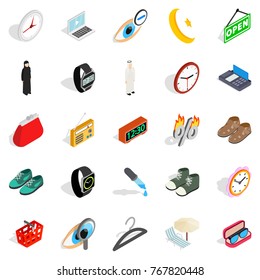 Brand name icons set. Isometric set of 25 brand name vector icons for web isolated on white background
