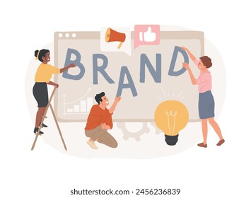 Brand name isolated concept vector illustration. Naming agency, brand identity system, branding service, launching a new product, name generation, creative marketing positioning vector concept.