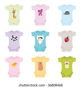 Brand new born baby clothes for boys and girls - in vector