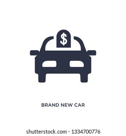 brand new car with dollar price tag icon on white background. Simple element illustration from mechanicons concept.