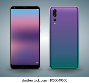 Brand new realistic mobile phone black smartphone. Vector illustration for technology.
