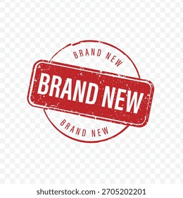 Carimbo de borracha vermelho novo com textura grunge isolado fundo transparente