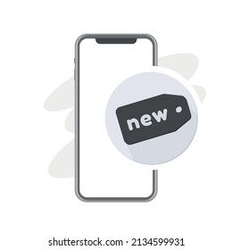 Brand New Smartphone, New Item, Label, Tag, Shopping Online Vector Illustration