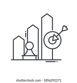 Markenzielsymbol, lineare einzelne Illustration, dünne Linie, Webdesign-Zeichen, Umrisssymbol mit bearbeitbarem Strich auf weißem Hintergrund.
