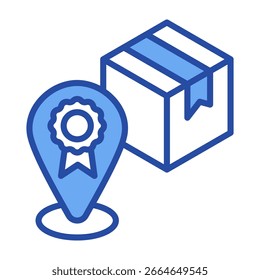 Symbol für Markenpositionierung - Blaue Vektorgrafik