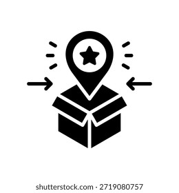 Ilustración vectorial de glifo de icono de posicionamiento de marca