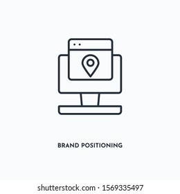 Brand Positioning Outline Icon. Simple Linear Element Illustration. Isolated Line Brand Positioning Icon On White Background. Thin Stroke Sign Can Be Used For Web, Mobile And UI.