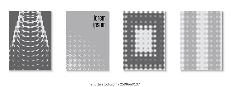 Brand Poster Set. Graphic Greyscale And Grey  Flyer. Cool Memphis Art With Circles. Dynamic Design For Hipster Folder. White Music Texture. 1980 Pattern. Black Brand Poster